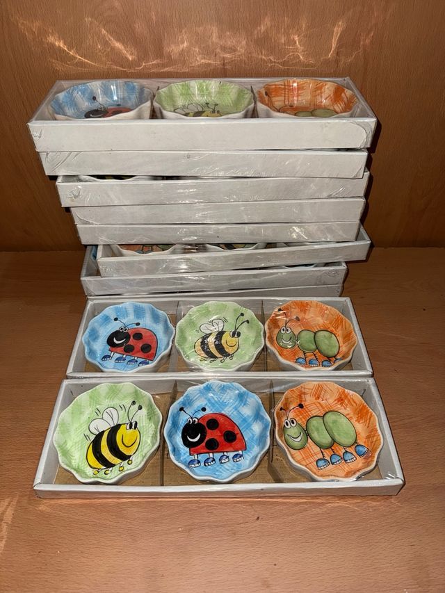 Set 3 Platos Pequeños Decorados Cerámica