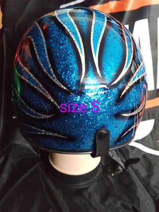 Casco Metal flake - flames blu S