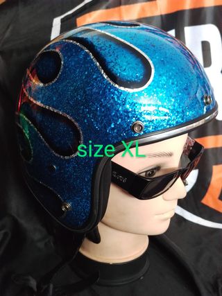 Casco Metal flake - flames XL