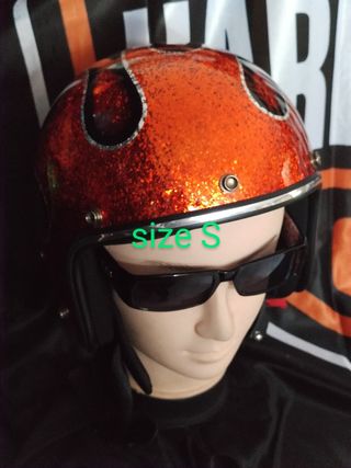 Casco Metal flake - flames orange S