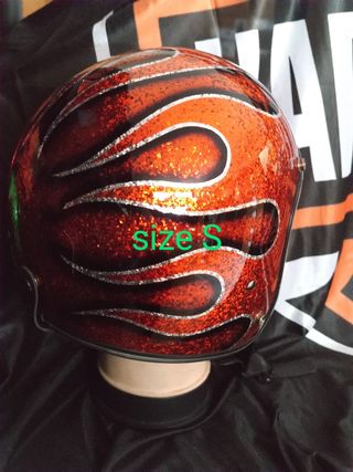 Casco Metal flake - flames orange S