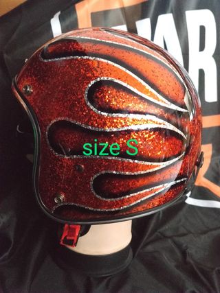 Casco Metal flake - flames orange S