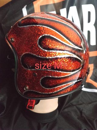 Casco metal flake - flames orange M