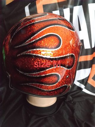 Casco metal flake - flames orange M