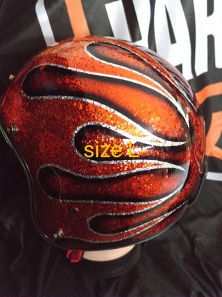 Casco Metal flake - flames orange L