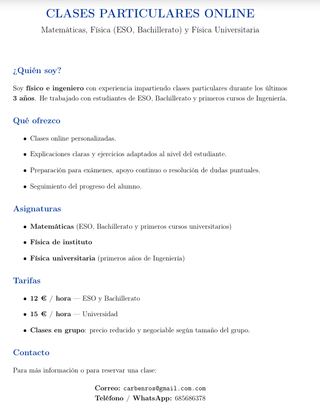 Clases de física y matemáticas instituto y uni