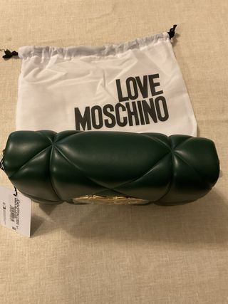 Borsa Love Moschino verde con logo oro