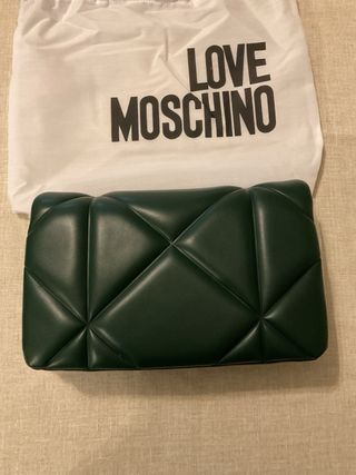 Borsa Love Moschino verde con logo oro