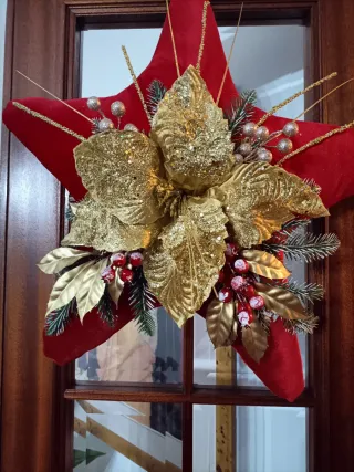 Decorazione Natalizia Stella Rossa e Oro