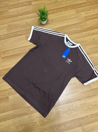 Camiseta Adidas Marrón Rayas Blancas