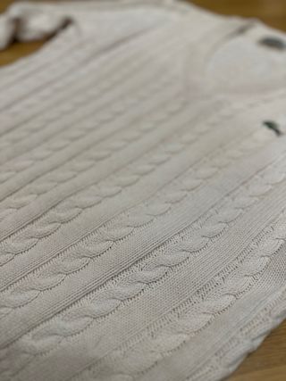Jersey Lacoste Blanco Hilo Cable Vintage Mujer