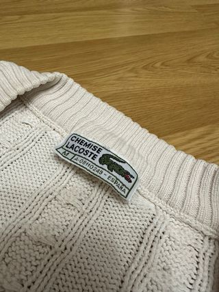 Jersey Lacoste Blanco Hilo Cable Vintage Mujer