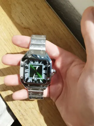 Reloj Cartier Verde y Plateado