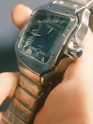 Reloj Cartier Azul y Plateado