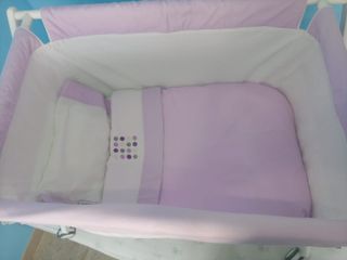 Cuna cuco tijera madera lacada 60x80cm. Ropa cama.