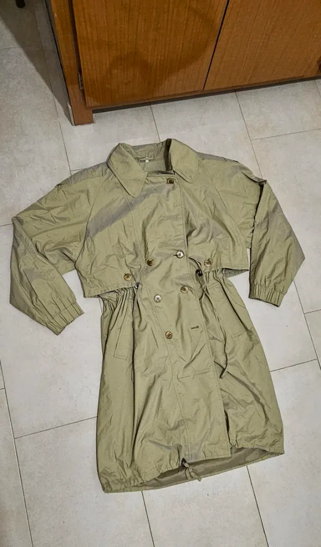 Gabardina Vintage Oversize Verde Oliva