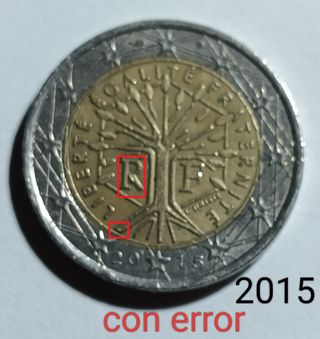 Moneda 2 Euros Francia 2015 Error Metal