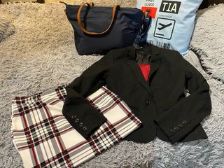 Conjunto Chaqueta y Falda licra  Tartán y camiseta