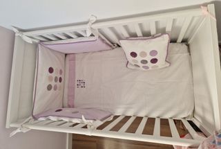 Cuna de madera blanca 60x120cm. Todos complementos
