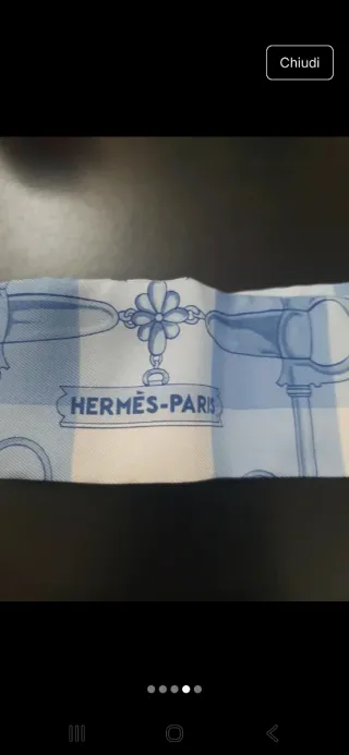 Twilly Hermès seta blu/bianco