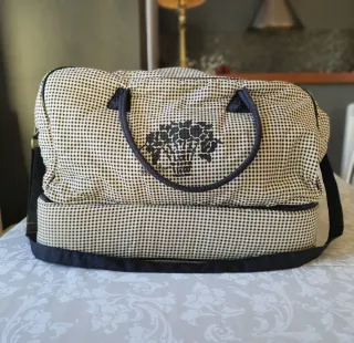 Bolsa de viaje tela cuadros blanco y negro