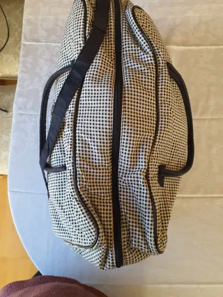 Bolsa de viaje tela cuadros blanco y negro