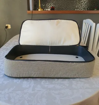 Bolsa de viaje tela cuadros blanco y negro