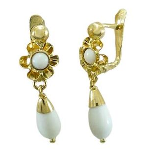 pendientes oro 18k con piedra con cuarzo