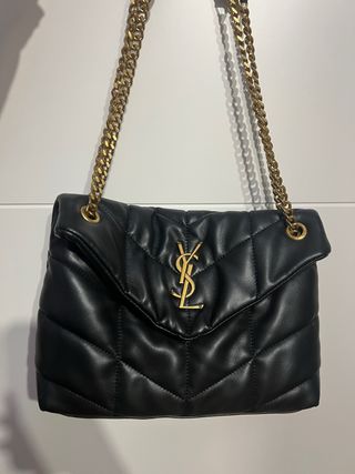 Bolso YSL Puffer Negro Dorado