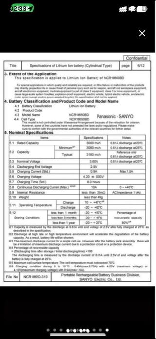 10 baterías Panasonic NCR18650BD 3200mah