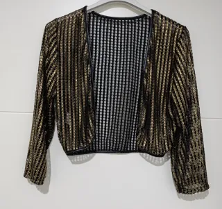 Chaqueta corta  dorada y negra mujer