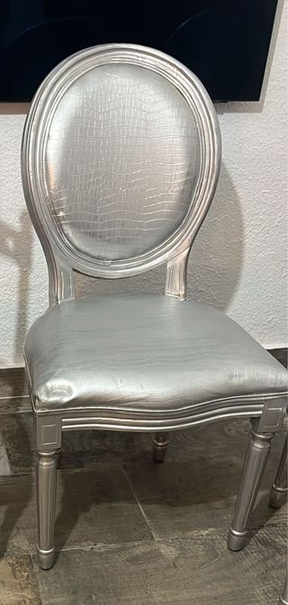 2 Sillas estilo Luis XV plateadas, para restaurar,