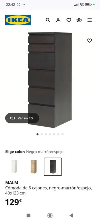 2 comodini a 5 cassetti Ikea wengé marrone scuro