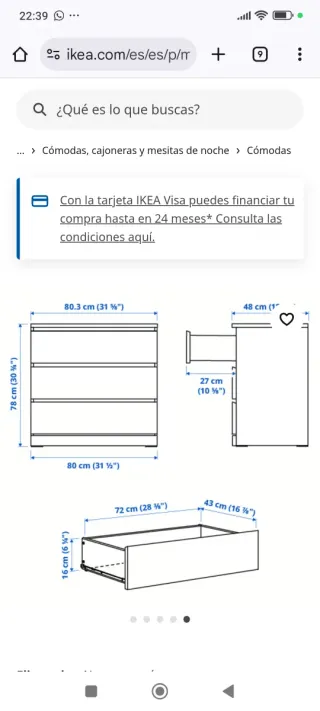 2 Comodini Ikea 3 cassetti wengé 2 x 140