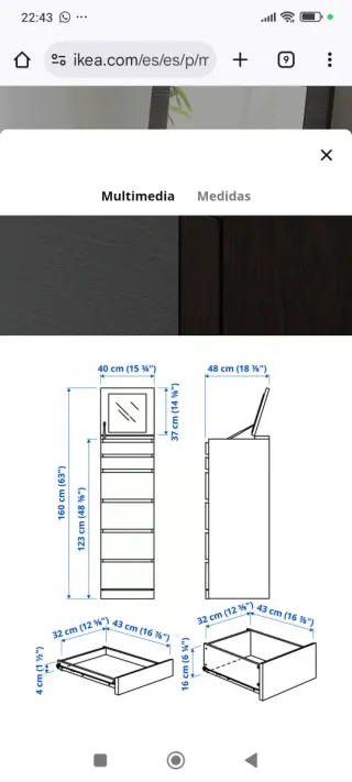2 Comodini Ikea 3 cassetti wengé 2 x 140