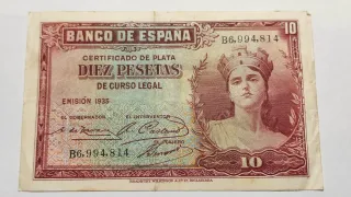 Billete 10 Pts 1935 Certificado de Plata