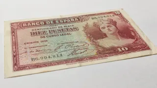 Billete 10 Pts 1935 Certificado de Plata