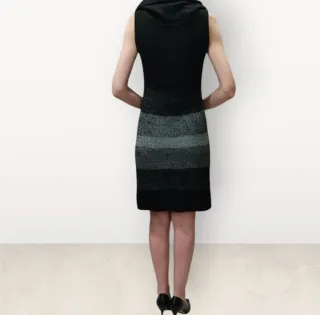 Vestido Negro Gris Plata Adornos Metal Talla S/M