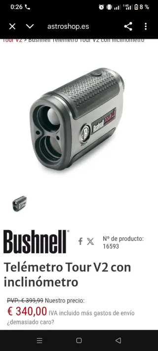 Telémetro Bushnell Tour V2 con Inclinómetro