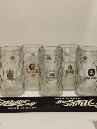 Set 5 Boccale Birra 1L Becks, Fischer's, Forst, Ha