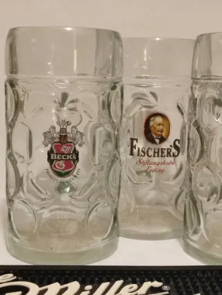 Set 5 Boccale Birra 1L Becks, Fischer's, Forst, Ha