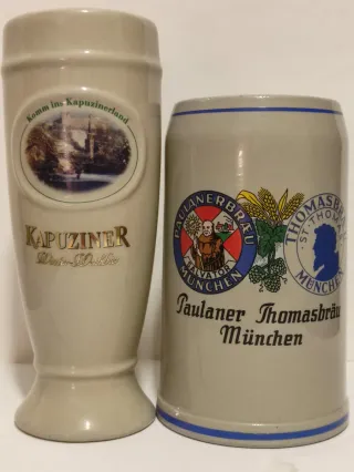 2 Boccale Birra Ceramica Kapuziner Paulaner