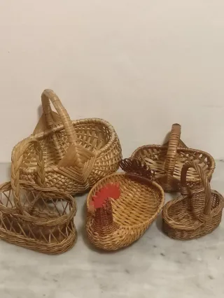 Set 5 Cestini Vimini Vintage