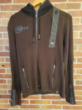Sudadera G-Star RAW Capucha Cremallera Marrón
