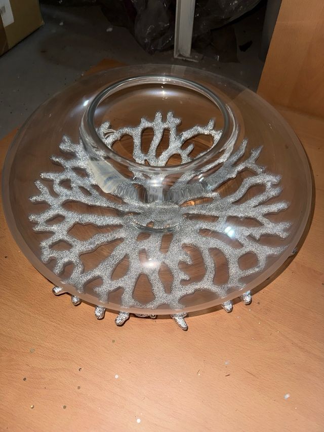 Cesta Coral y Cuenco Cristal