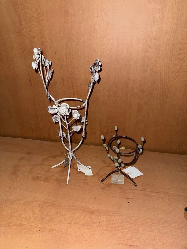 Conjunto de 2 portavelas decorativos