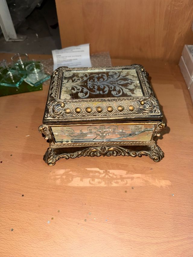 Caja joyero madera y cristal vintage Amadeus