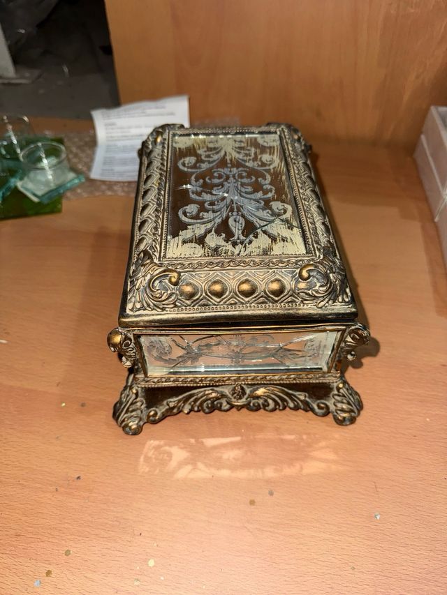 Caja joyero madera y cristal vintage Amadeus