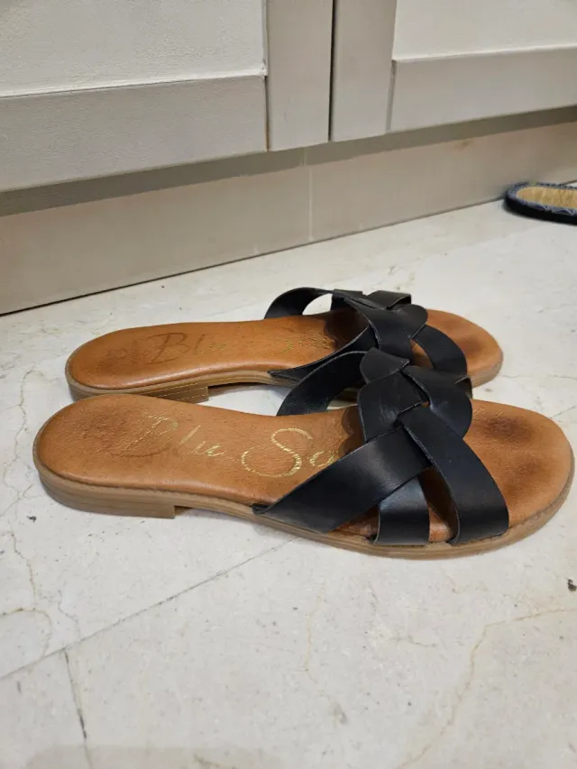 Sandalias de cuero negras Blu Sand
