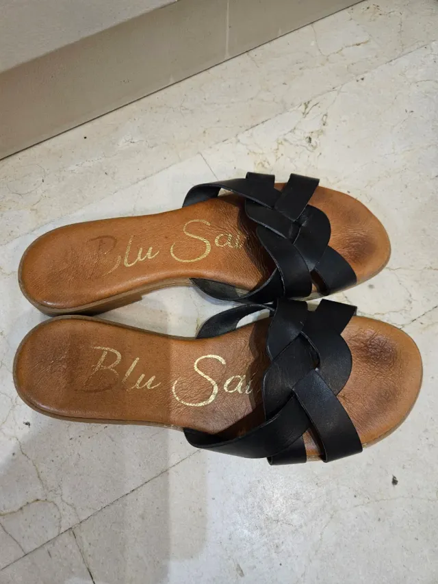 Sandalias de cuero negras Blu Sand
